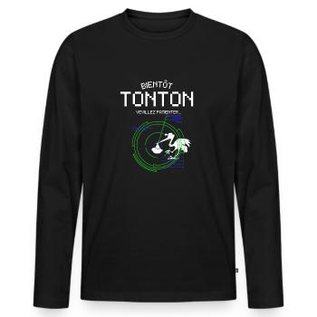 Bientôt Tonton Annoncer Grossesse pour Futur Oncle - Men's Premium Organic Long Sleeve Shirt - black - Front - Nico (187cm)