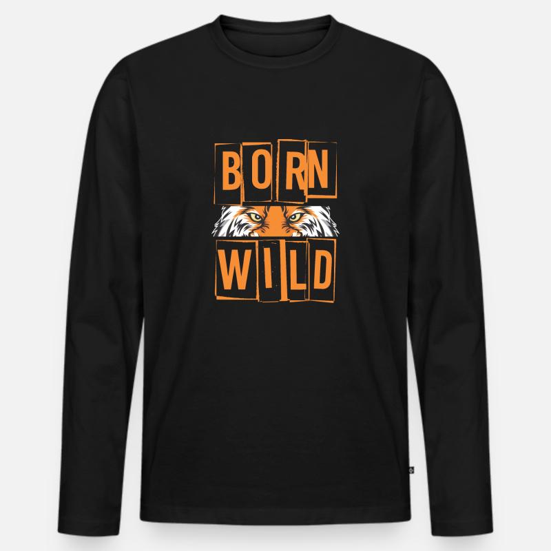 Born Wild - Männer Premium Bio Langarmshirt - Schwarz