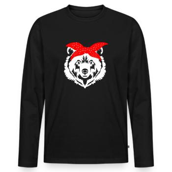 Swiss Bear - Men's Premium Organic Long Sleeve Shirt - black - Front - Nico (187cm)