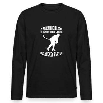 Eishockey Eishockeyteam Geschenk Wintersport - Männer Premium Bio Langarmshirt - Schwarz - Vorne - Nico (187cm)