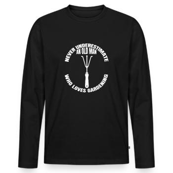 Jardinier Cadeau Hobby Jardin Verger - T-shirt manches longues Premium bio Homme - noir - Devant - Nico (187cm)
