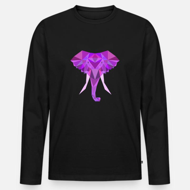 Elephant Low Poly Polygon - Men's Premium Organic Long Sleeve Shirt - black