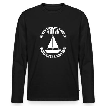 Sailing Sail Boat Sailing Boat Sailing Ship Sailor Captain - Men's Premium Organic Long Sleeve Shirt - black - Front - Nico (187cm)