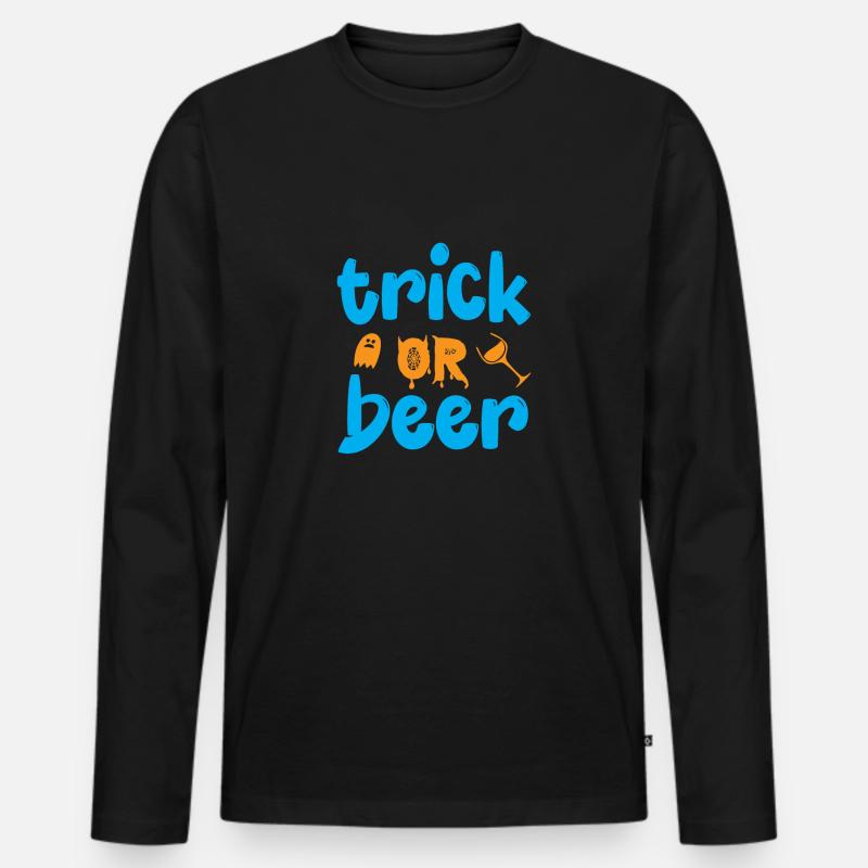 Trick oder Bier - Halloween-Humor - Männer Premium Bio Langarmshirt - Schwarz