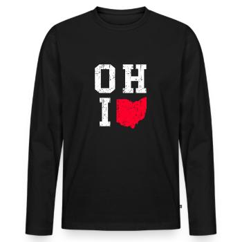 ohio map vintage - Men's Premium Organic Long Sleeve Shirt - black - Front - Nico (187cm)