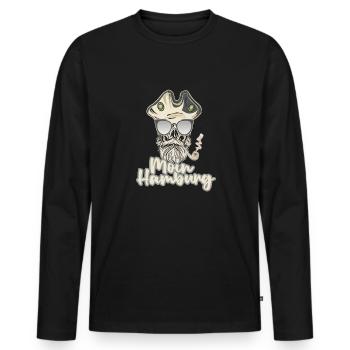 Moin Hamburg Spruch Norddeutschland Seemann Pfeife - Männer Premium Bio Langarmshirt - Schwarz - Vorne - Nico (187cm)