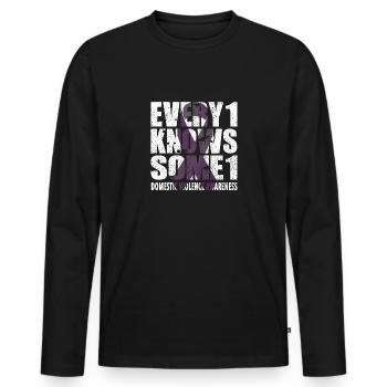 #Every1KnowsSome1 häuslicher Gewalt - Männer Premium Bio Langarmshirt - Schwarz - Vorne - Nico (187cm)