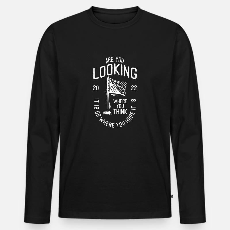 are you looking - Männer Premium Bio Langarmshirt - Schwarz