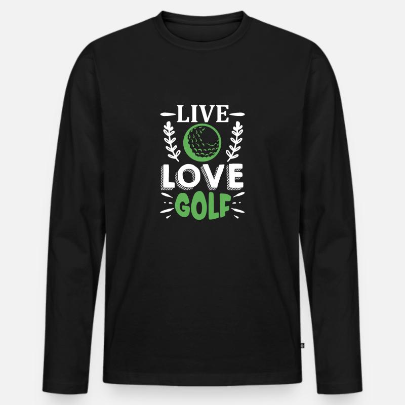 LIVE LOVE GOLF - Männer Premium Bio Langarmshirt - Schwarz