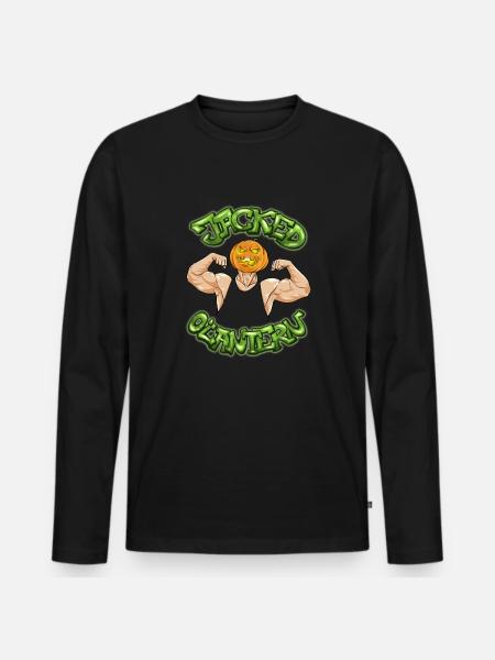Jacked O'lantern - Männer Premium Bio Langarmshirt - Schwarz