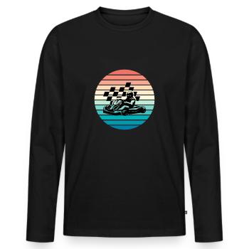 Kart Kartfahren Kartsport Retro - Männer Premium Bio Langarmshirt - Schwarz - Vorne - Nico (187cm)