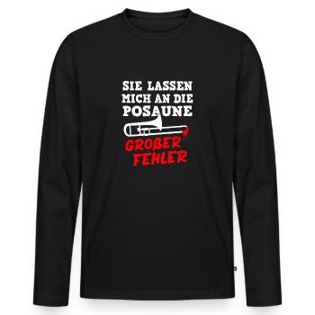 Posaune Posaunist Blasorchester Blasmusik - Männer Premium Bio Langarmshirt - Schwarz - Vorne - Nico (187cm)