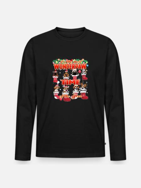 Wonderpaw Time of The Year - Funny Christmas Dogs - Men's Premium Organic Long Sleeve Shirt - black