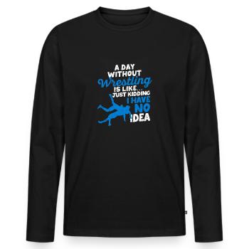 Une journée sans lutte est comme une blague, dont on parle - T-shirt manches longues Premium bio Homme - noir - Devant - Nico (187cm)