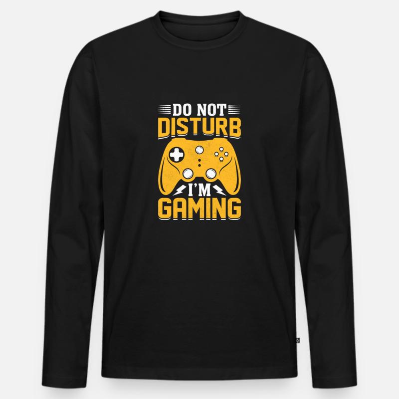 1 Do not disturb Im gaming - Männer Premium Bio Langarmshirt - Schwarz