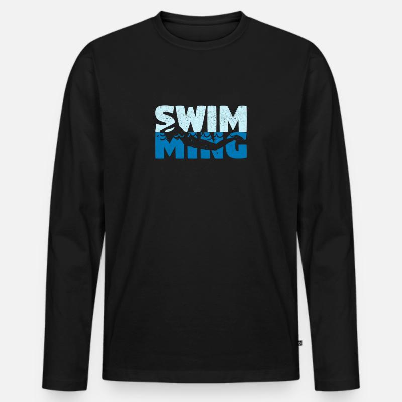 Schwimmen Team Schwimmer Pool Tauchen Brustschwimm - Männer Premium Bio Langarmshirt - Schwarz