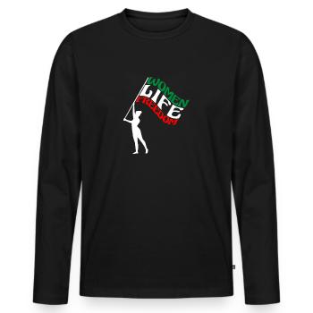 Liberté de vie des femmes - Femmes iraniennes mignonnes - T-shirt manches longues Premium bio Homme - noir - Devant - Nico (187cm)