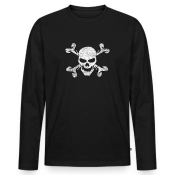 Plain Vintage Skull And Crossbones - Men's Premium Organic Long Sleeve Shirt - black - Front - Nico (187cm)