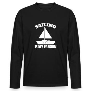 Sailing Sailing Boat Boat Captain Sailor - Men's Premium Organic Long Sleeve Shirt - black - Front - Nico (187cm)