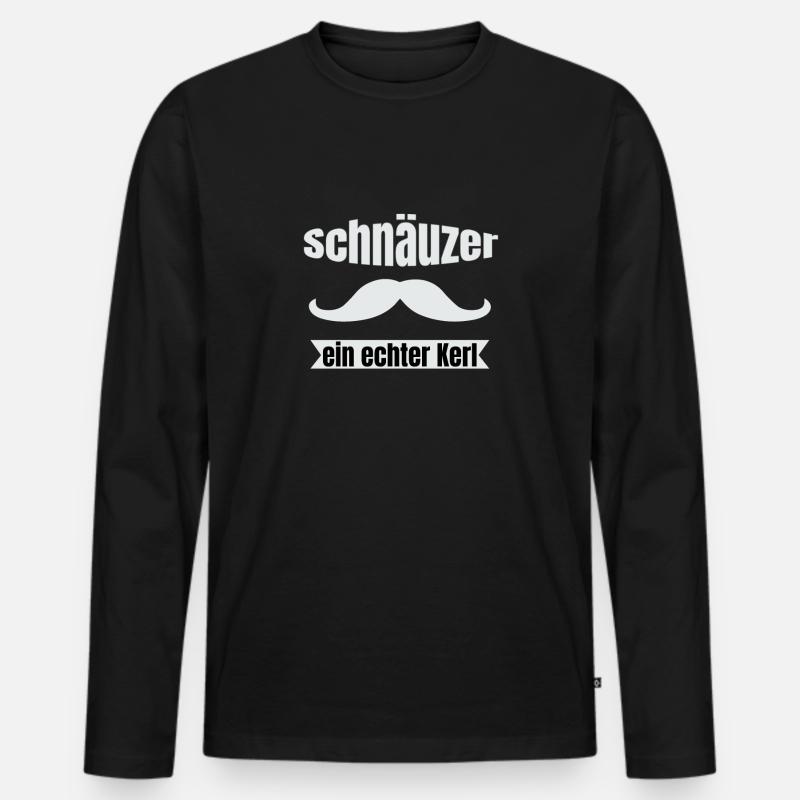Schnäuzer Bart T-Shirt ein echter Kerl - Männer Premium Bio Langarmshirt - Schwarz