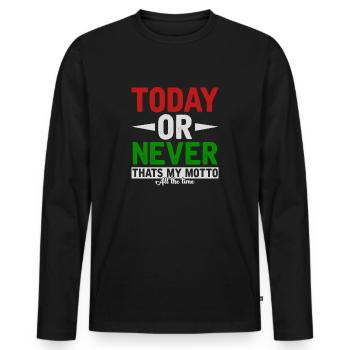 Motivation - Männer Premium Bio Langarmshirt - Schwarz - Vorne - Nico (187cm)