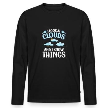 I Look At Clouds And I Know Things Meteorologist - Men's Premium Organic Long Sleeve Shirt - black - Front - Nico (187cm)