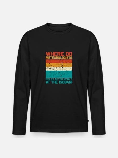 Waar ontspannen meteorologen zich bij de Isobar-meteoor - Mannen Premium Bio shirt met lange mouwen - zwart