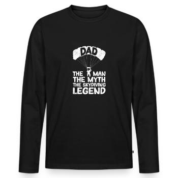 Skydiver Base Jump Papa L’homme Le mythe Le - T-shirt manches longues Premium bio Homme - noir - Devant - Nico (187cm)