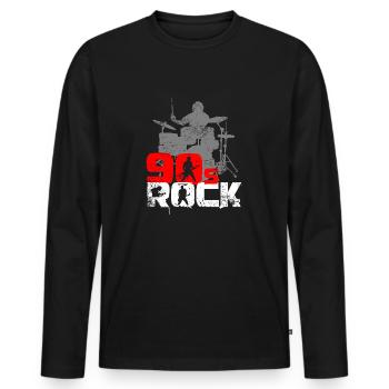 Classic 90s Rock Music Drummer - Men's Premium Organic Long Sleeve Shirt - black - Front - Nico (187cm)