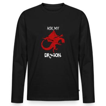 Ask My Dragon Fans de Livre & Films de Fantaisie - T-shirt manches longues Premium bio Homme - noir - Devant - Nico (187cm)