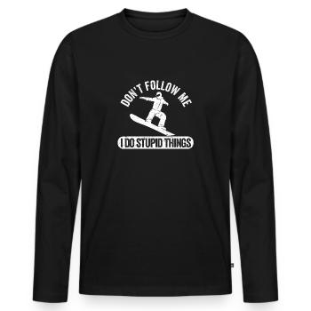 Snowboarding Vintage Don't Follow Me I Do Stupid - Männer Premium Bio Langarmshirt - Schwarz - Vorne - Nico (187cm)