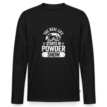 Snowboard Snowboarder Real life begins in the - Men's Premium Organic Long Sleeve Shirt - black - Front - Nico (187cm)
