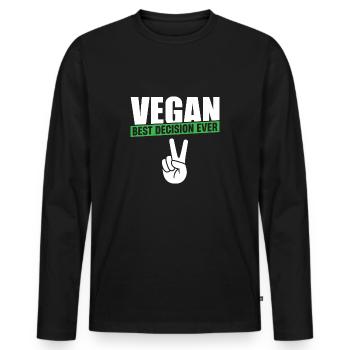 Vegan Best Decision Ever - Men's Premium Organic Long Sleeve Shirt - black - Front - Nico (187cm)