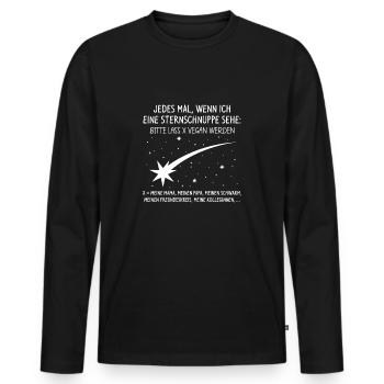 Jedes Mal, wenn ich eine Sternschnuppe sehe - Männer Premium Bio Langarmshirt - Schwarz - Vorne - Nico (187cm)
