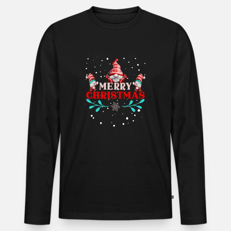 Merry Cristmas gnomes - Männer Premium Bio Langarmshirt - Schwarz