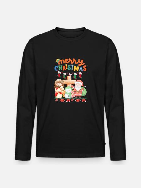 Christmas Begins With Christ - Men's Premium Organic Long Sleeve Shirt - black