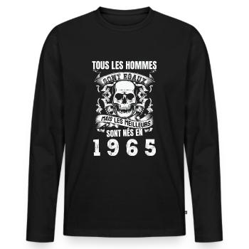 les meilleurs sont nés en 1965 - T-shirt manches longues Premium bio Homme - noir - Devant - Nico (187cm)