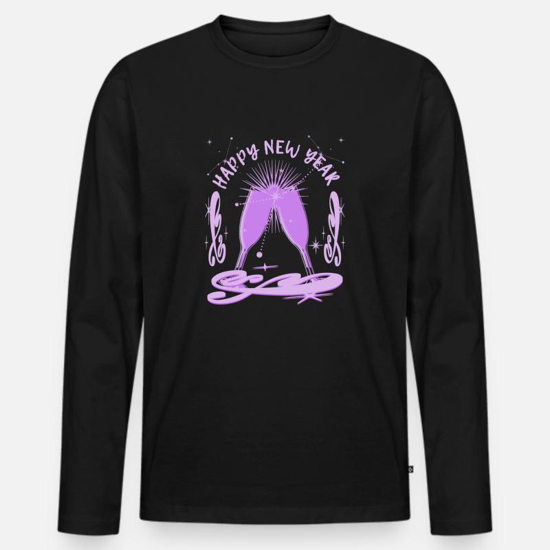 Happy New Year - Männer Premium Bio Langarmshirt - Schwarz