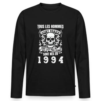 les meilleurs sont nés en 1994 - T-shirt manches longues Premium bio Homme - noir - Devant - Nico (187cm)