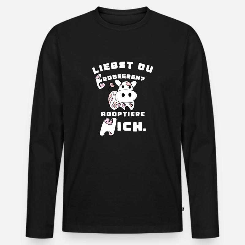 Erdbeermilch - Erdbeeren - Männer Premium Bio Langarmshirt - Schwarz
