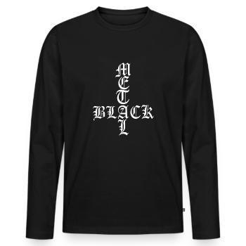 black metal diable Baphomet gothique sorcière occulte - T-shirt manches longues Premium bio Homme - noir - Devant - Nico (187cm)