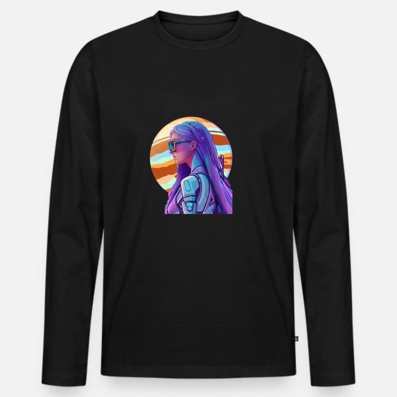 Space Fighter 1 - Männer Premium Bio Langarmshirt - Schwarz