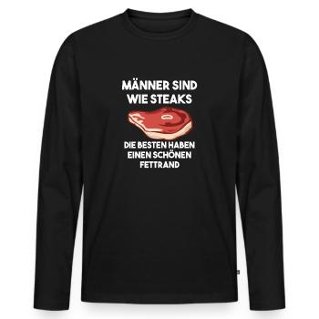 Männer sind wie Steaks - Grillen BBQ Barbecue - Männer Premium Bio Langarmshirt - Schwarz - Vorne - Nico (187cm)