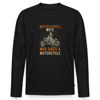 Super cool Biker Design - Men's Premium Organic Long Sleeve Shirt - black - Front - Nico (187cm)