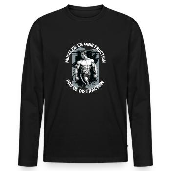 muscles in construction sport bodybuilding - Men's Premium Organic Long Sleeve Shirt - black - Front - Nico (187cm)