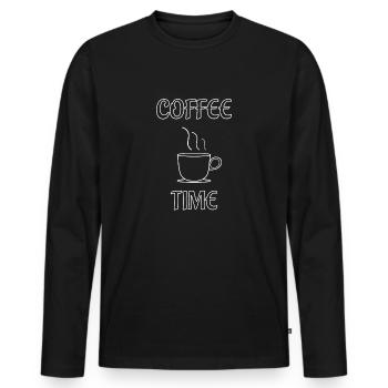 Kaffee Design für Kaffee-Liebhaber, Espresso. - Männer Premium Bio Langarmshirt - Schwarz - Vorne - Nico (187cm)