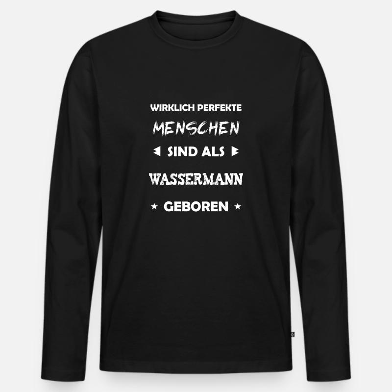 Wassermann Sternzeichen Geschenk - Männer Premium Bio Langarmshirt - Schwarz