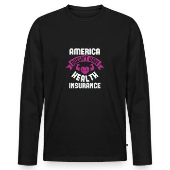 AMERIKA HAT KEINE GESUNDE VERSICHERUNG - Männer Premium Bio Langarmshirt - Schwarz - Vorne - Nico (187cm)