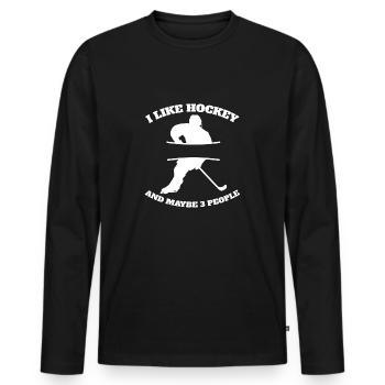 Eishockeyspieler Hockeyfan Eishockey Eishockeyteam - Männer Premium Bio Langarmshirt - Schwarz - Vorne - Nico (187cm)
