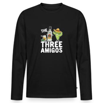 Les trois amigos sel tequila lime cinco de mayo - T-shirt manches longues Premium bio Homme - noir - Devant - Nico (187cm)